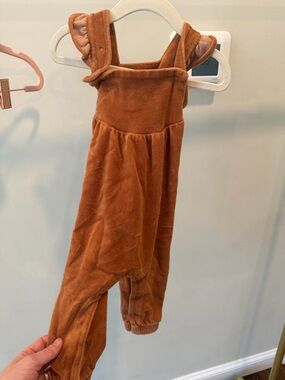 Angle Drear Rust/ Brown Velvet Toddler Romper